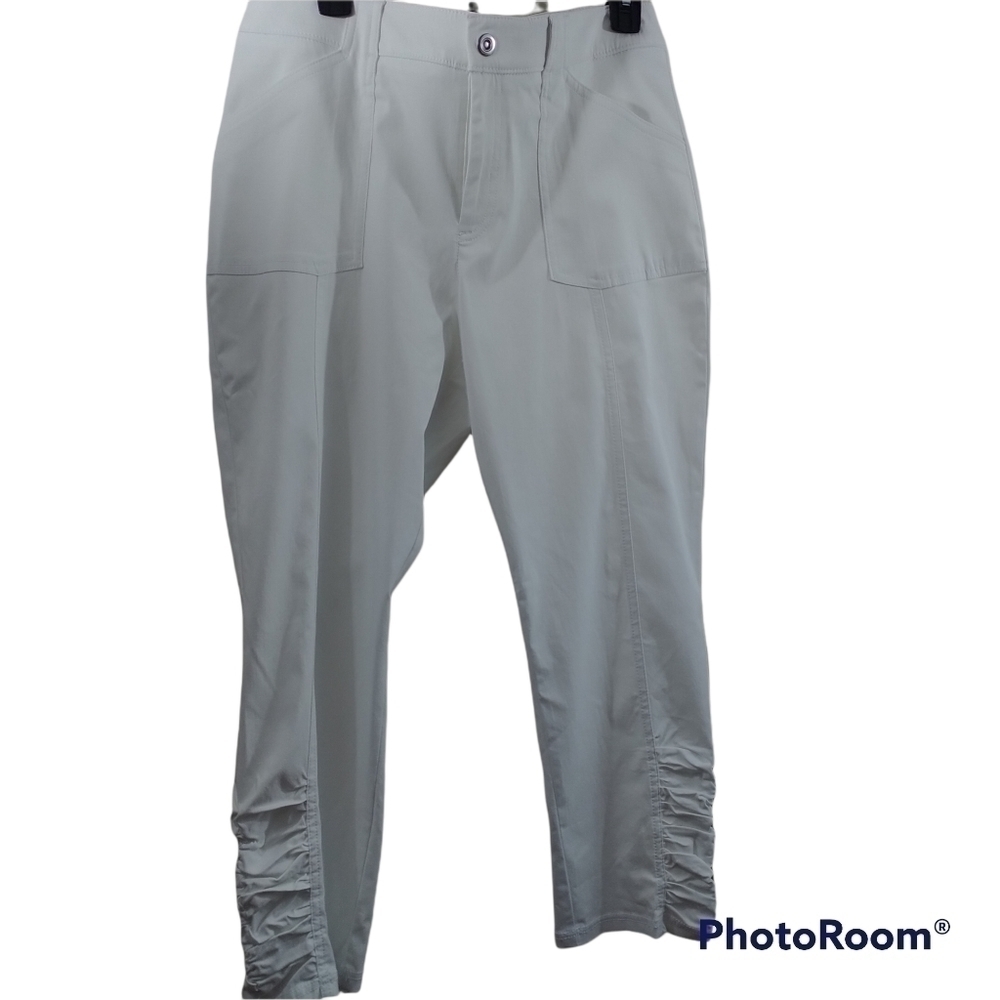 INC International Concepts White Crop Pants with Ankle Detail  14